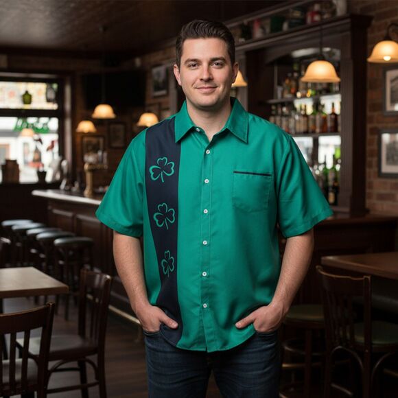 Arvil Hill Green St. Patrick's Day Shamrock Short Sleeve Button Down Shirt XXL - Picture 1 of 13